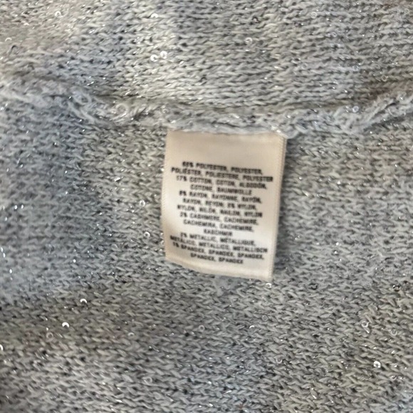 Anthropologie Knitted & Knotted Sweater Women Small Gray Open Knit Shimmmer Boho - Picture 9 of 10